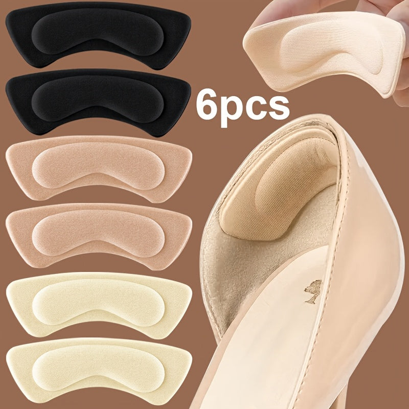 6 Pares de Plantillas Acolchadas Gruesas Antideslizantes con Espuma Amortiguadora para Tacones Altos, Botas, Zapatos de Vestir, Adecuadas para Comodidad Durante Todo el Día, Negro y Beige, Material Fiable y Duradero, Diseño Antideslizante, Espuma de Alta